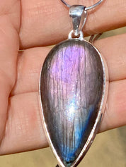 Grade A - Rare Purple Labradorite and Silver Pendant (GPFLP1)