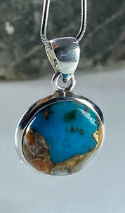 Spiny Oyster and Arizona Turquoise Silver Pendant(M0523)