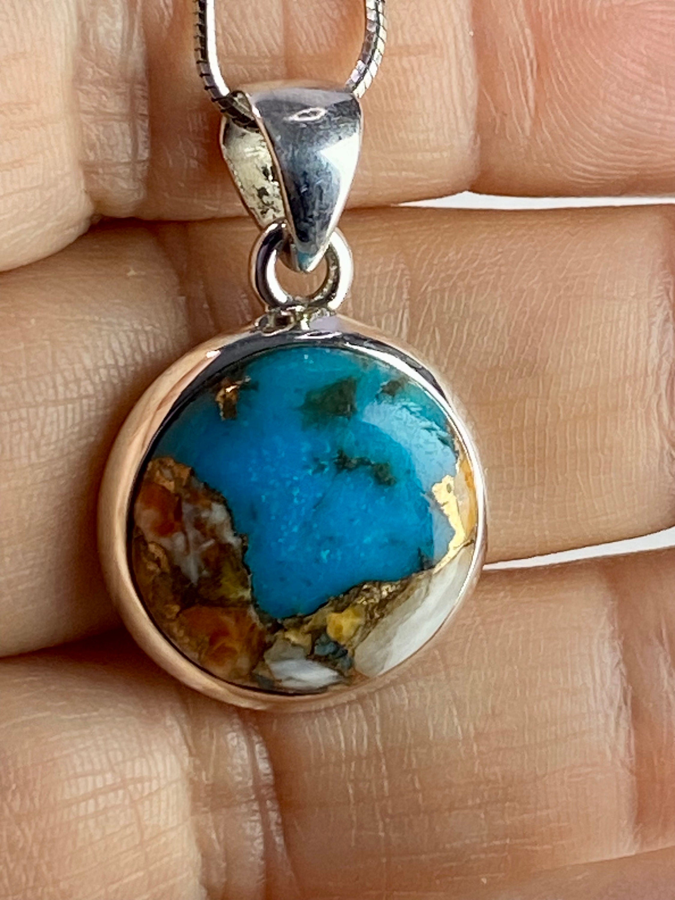 Spiny Oyster and Arizona Turquoise Silver Pendant(M0523)