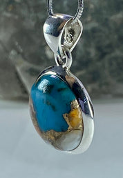 Spiny Oyster and Arizona Turquoise Silver Pendant(M0523)