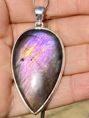 Grade A - Rare Purple Labradorite and Silver Pendant (GPFLP1)