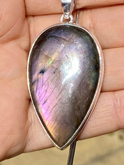 Grade A - Rare Purple Labradorite and Silver Pendant (GPFLP1)