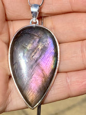 Grade A - Rare Purple Labradorite and Silver Pendant (GPFLP1)