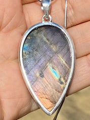 Grade A - Rare Purple Labradorite and Silver Pendant (GPFLP1)