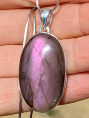 Grade A - Rare Purple Labradorite and Silver Pendant (GPFLP1)