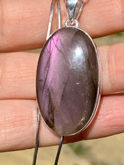 Grade A - Rare Purple Labradorite and Silver Pendant (GPFLP1)