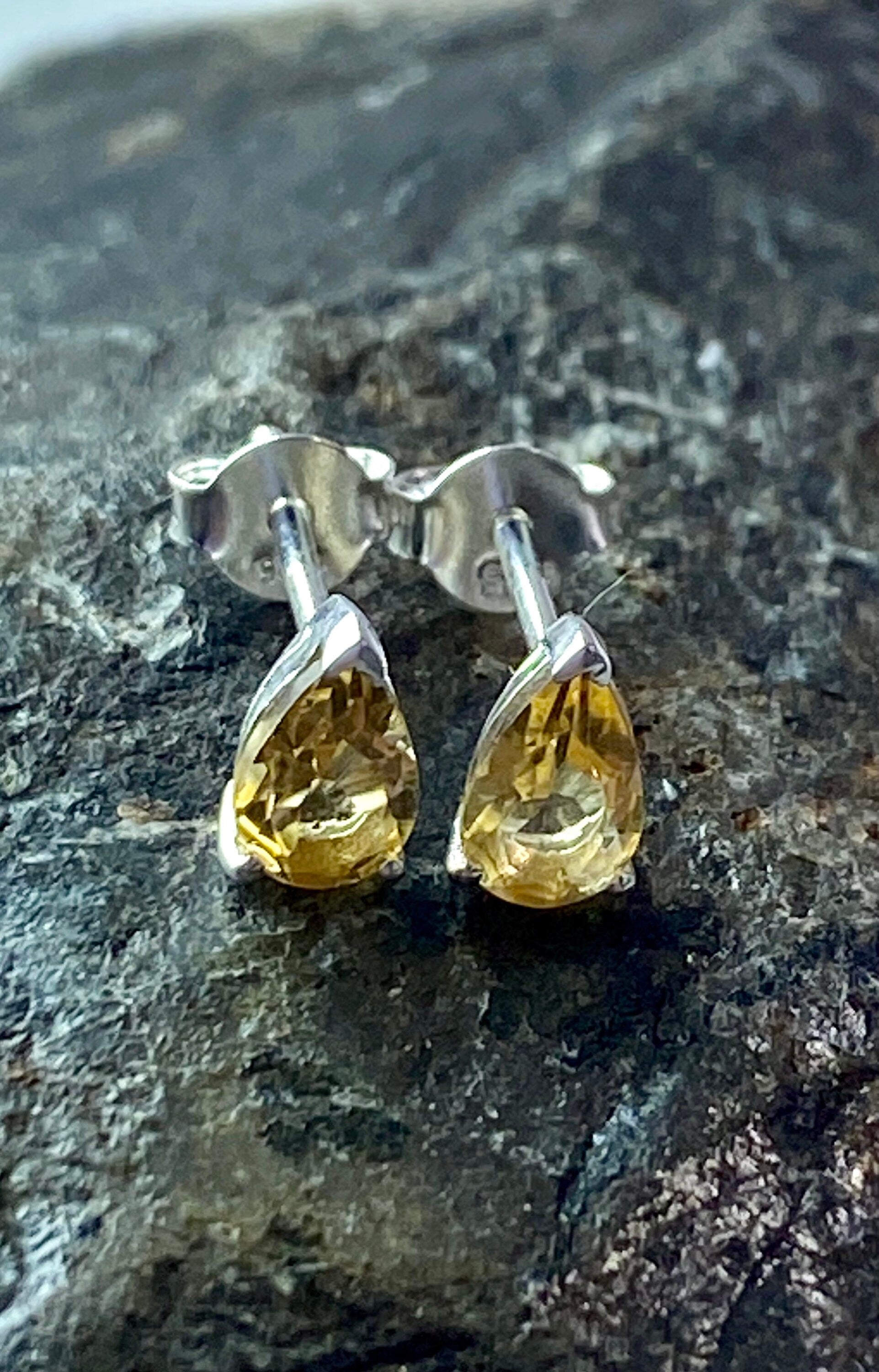 Marquise cut Citrine and Sterling Silver Studs UV