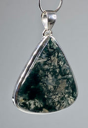 Moss Agate and Silver Pendant (UV1234)