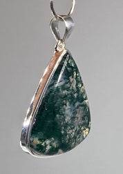 Moss Agate and Silver Pendant (UV1234)