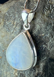 Blue Fire Moonstone and Silver Pendant (M0523)