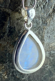 Blue Fire Moonstone and Silver Pendant (M0523)