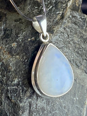 Blue Fire Moonstone and Silver Pendant (M0523)