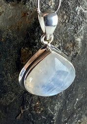 Blue Fire Moonstone and Silver Pendant (M0523)