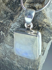 Blue Fire Moonstone and Silver Pendant (M0523)