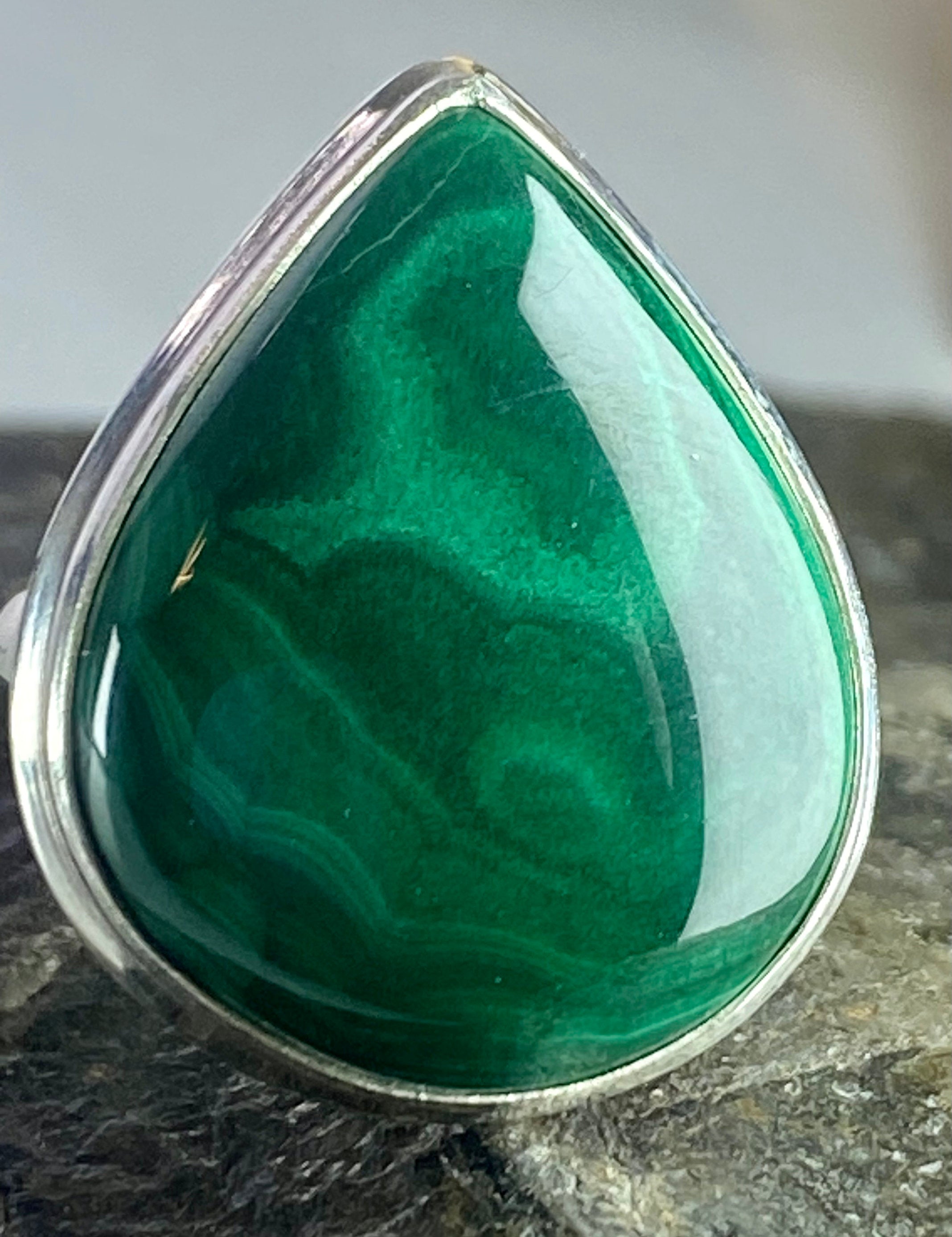 Natural Malachite and Silver Ring(M0523)