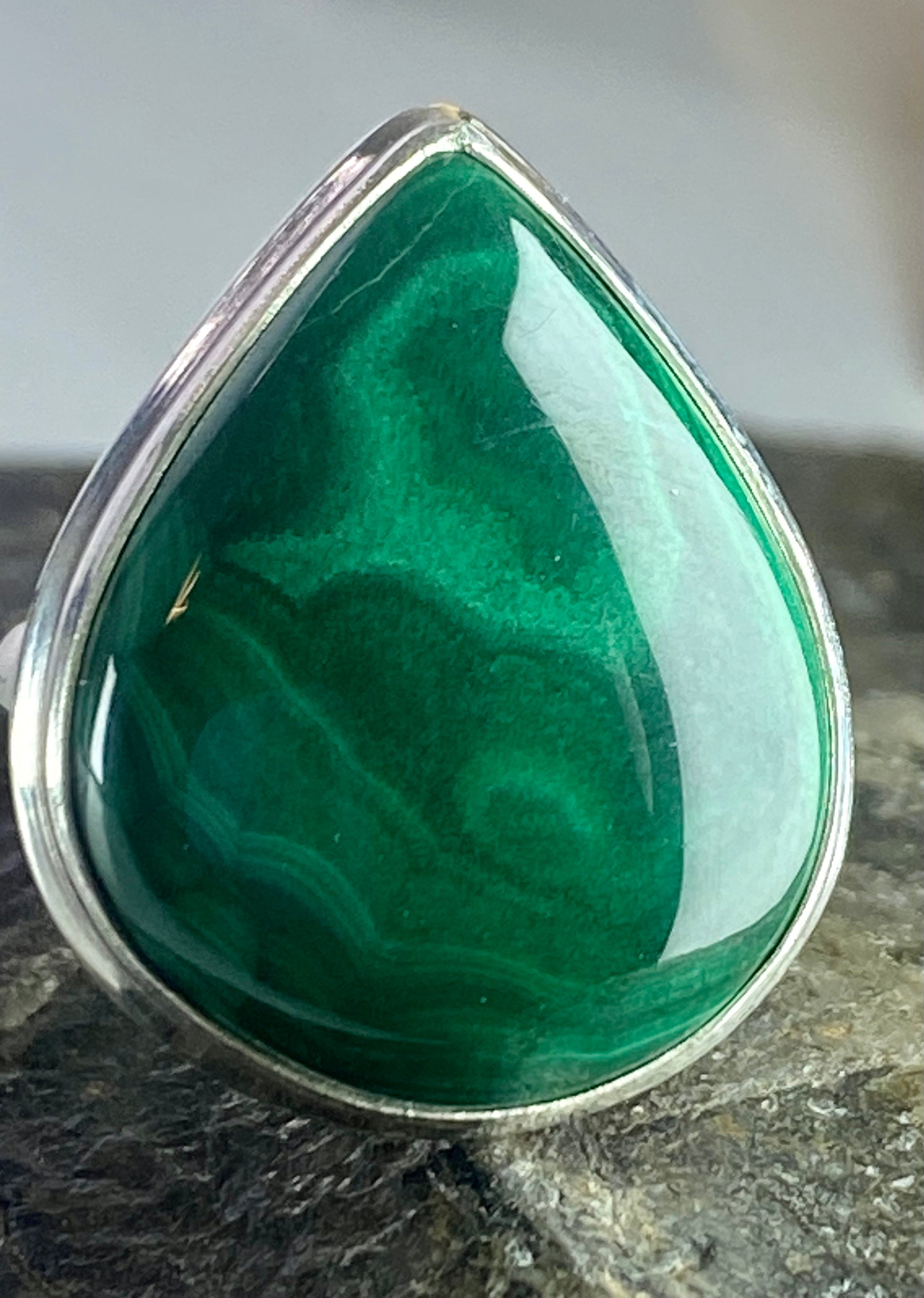 Natural Malachite and Silver Ring(M0523)