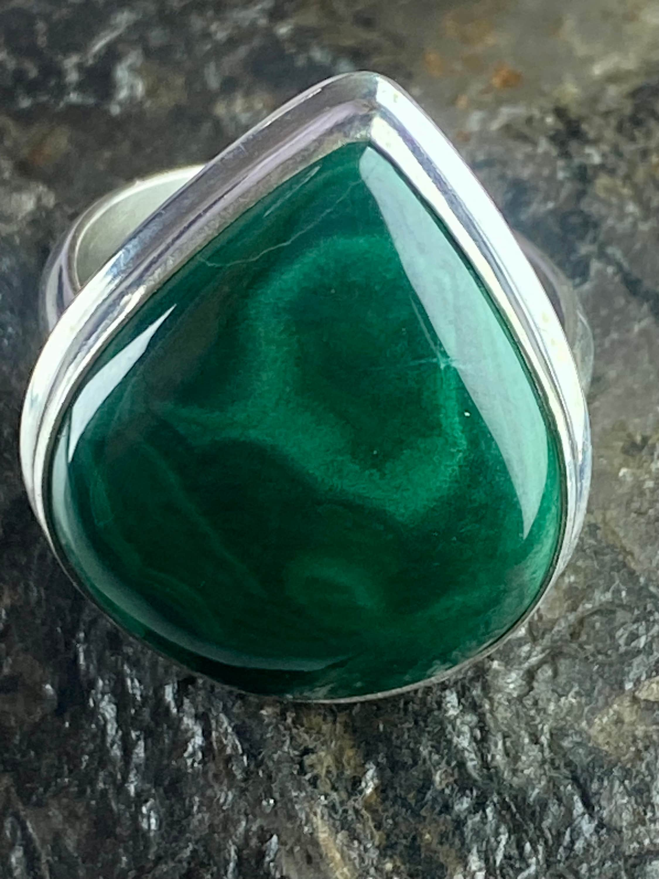 Natural Malachite and Silver Ring(M0523)