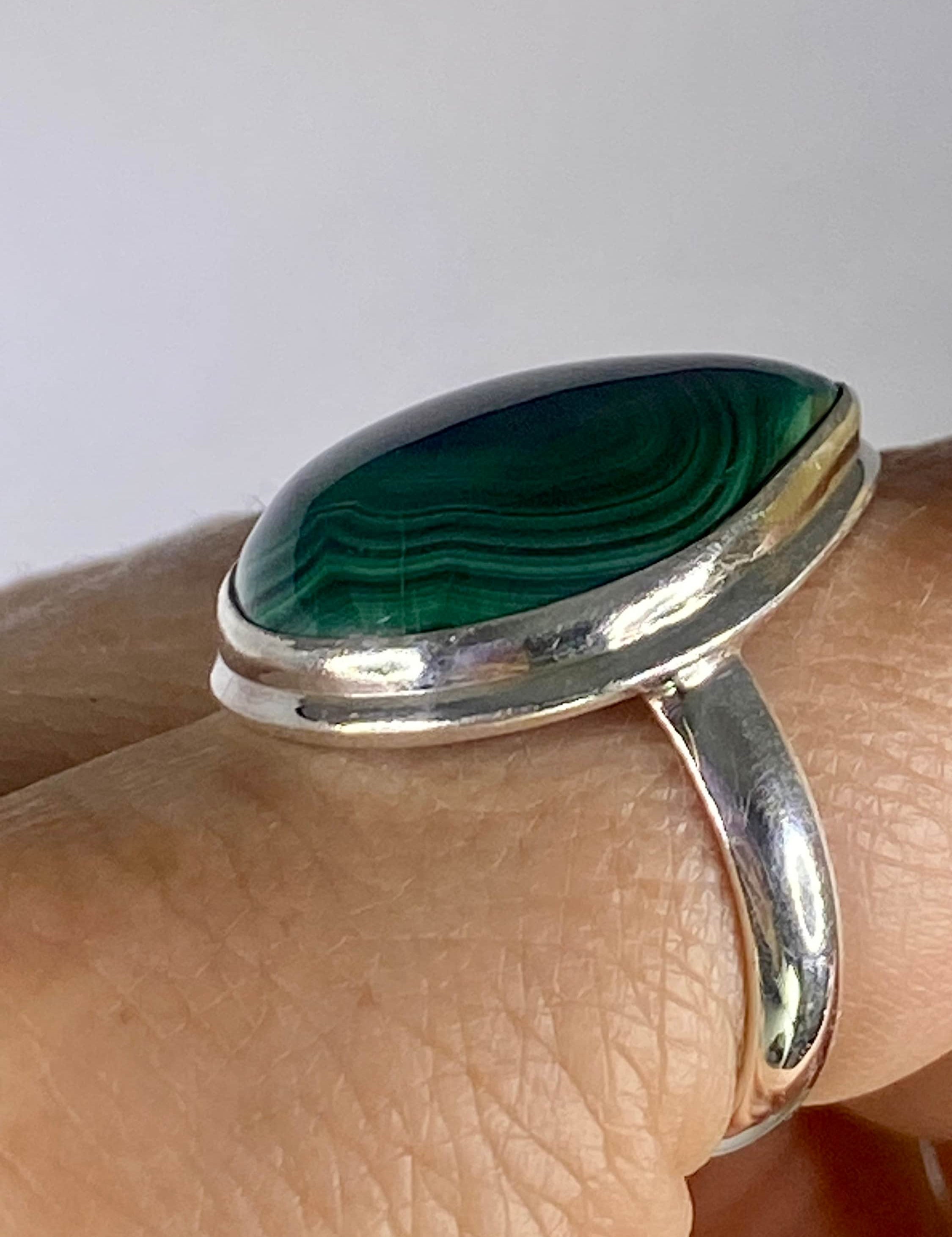 Natural Malachite and Silver Ring(M0523)