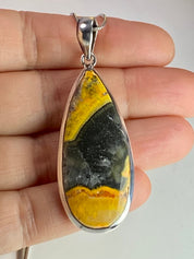 Bumble Bee Jasper and Silver Pendant Including the Chain (M0523)