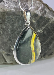 Bumble Bee Jasper and Silver Pendant Including the Chain (M0523)