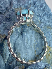 Crown Setting Larimar and 925 Silver Ring