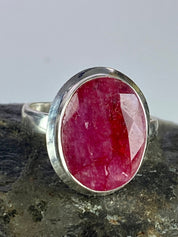 Raw Ruby and Silver Ring (YM)