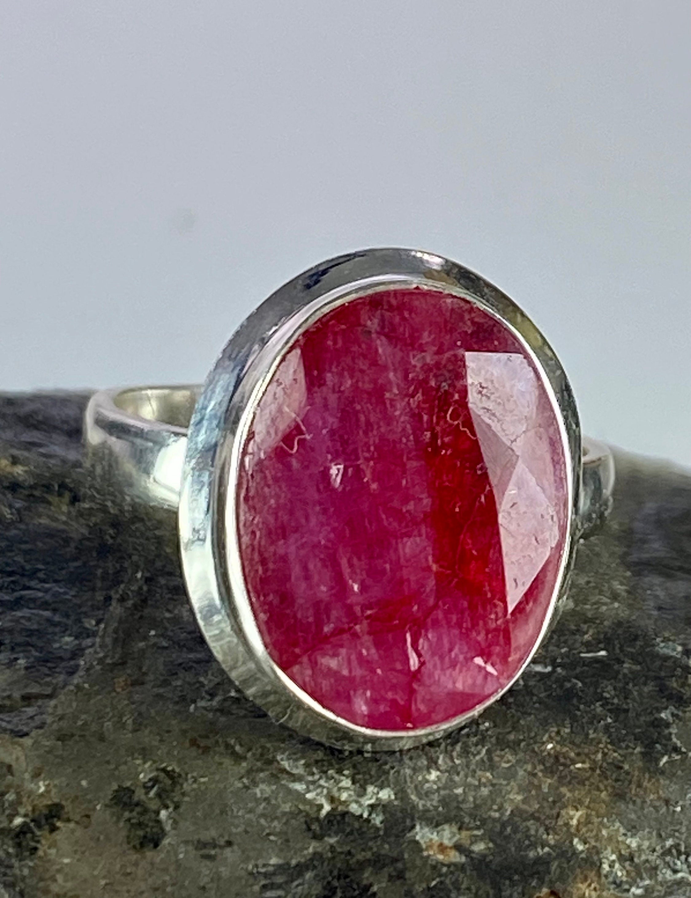 Raw Ruby and Silver Ring (YM)