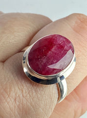 Raw Ruby and Silver Ring (YM)