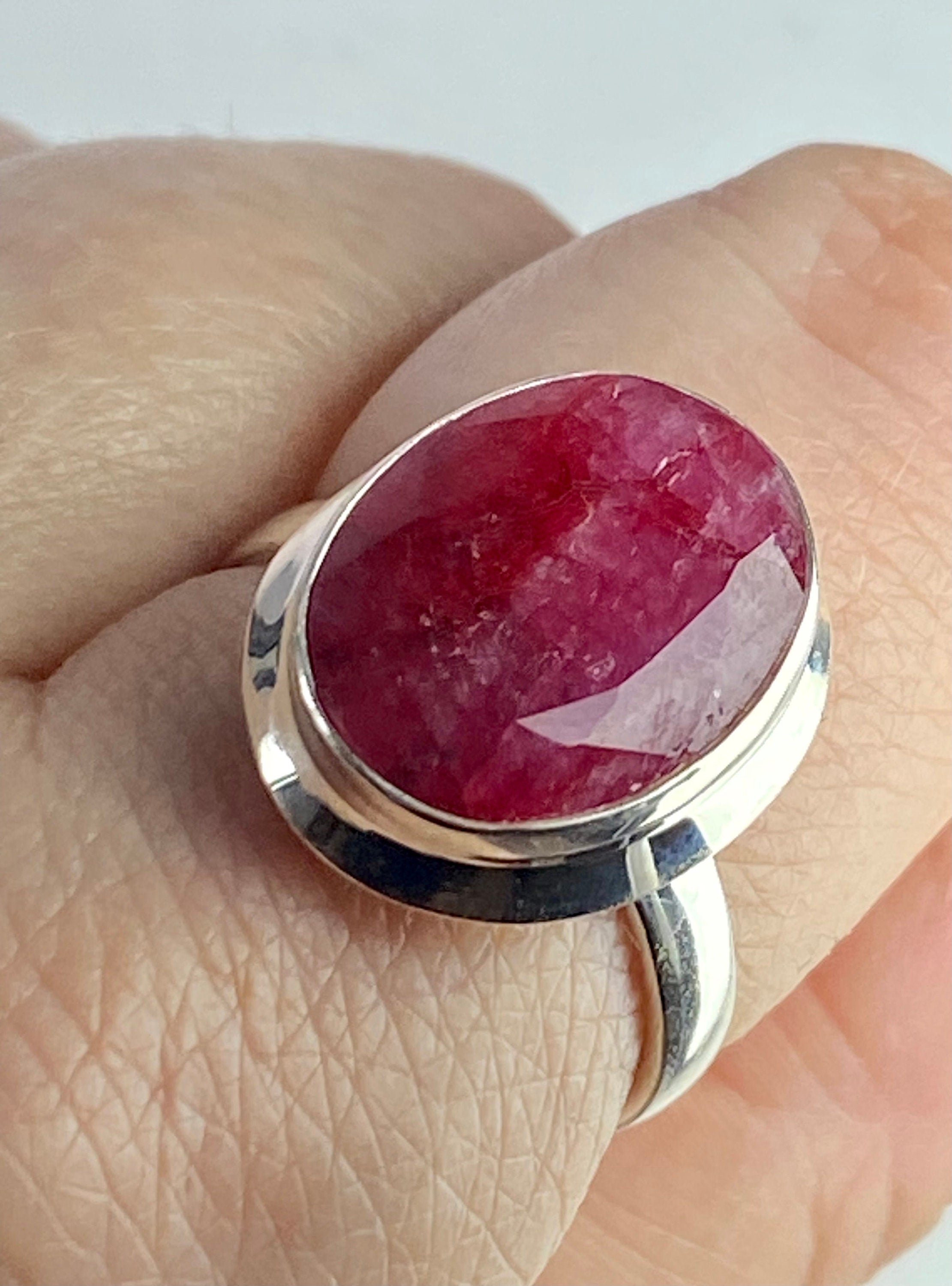 Raw Ruby and Silver Ring (YM)