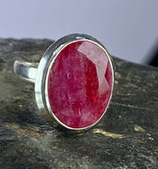 Raw Ruby and Silver Ring (YM)