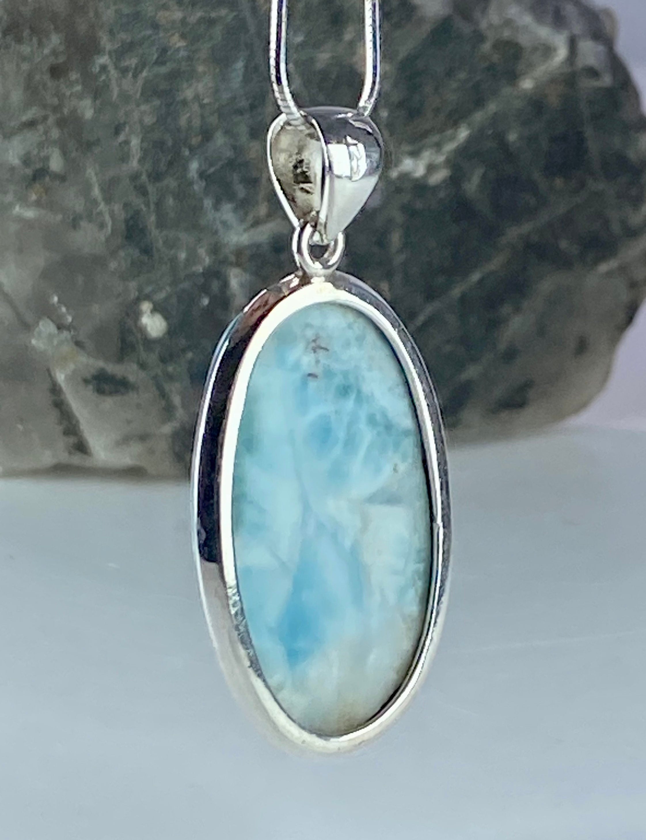 Dominican Larimar and Silver Pendant (M0523)