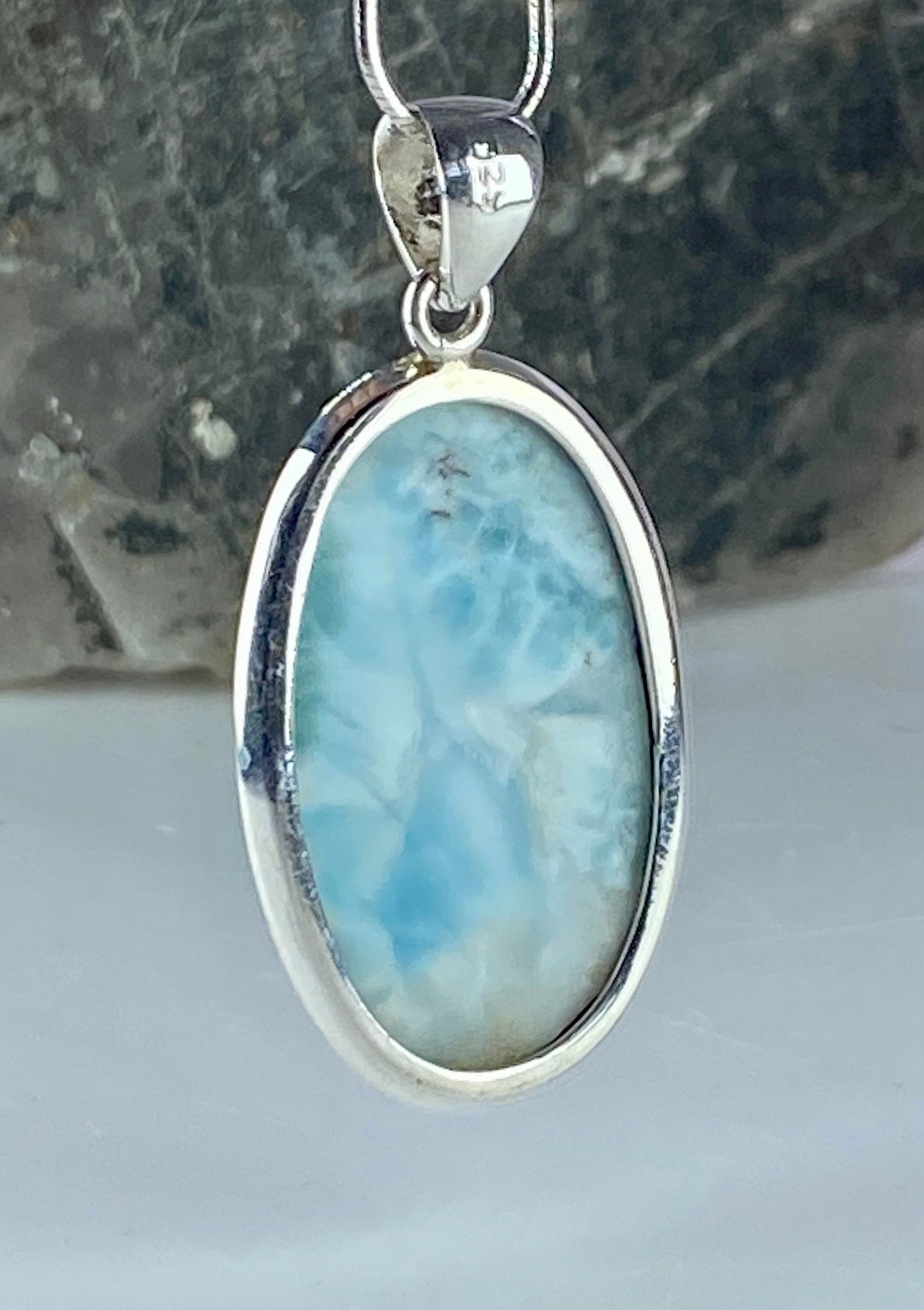 Dominican Larimar and Silver Pendant (M0523)