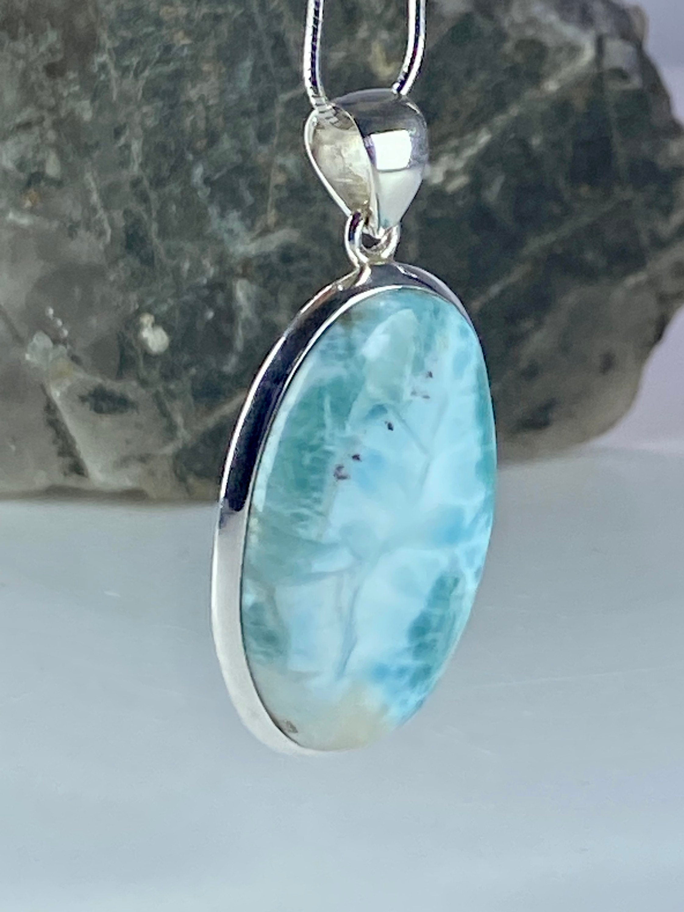 Dominican Larimar and Silver Pendant (M0523)