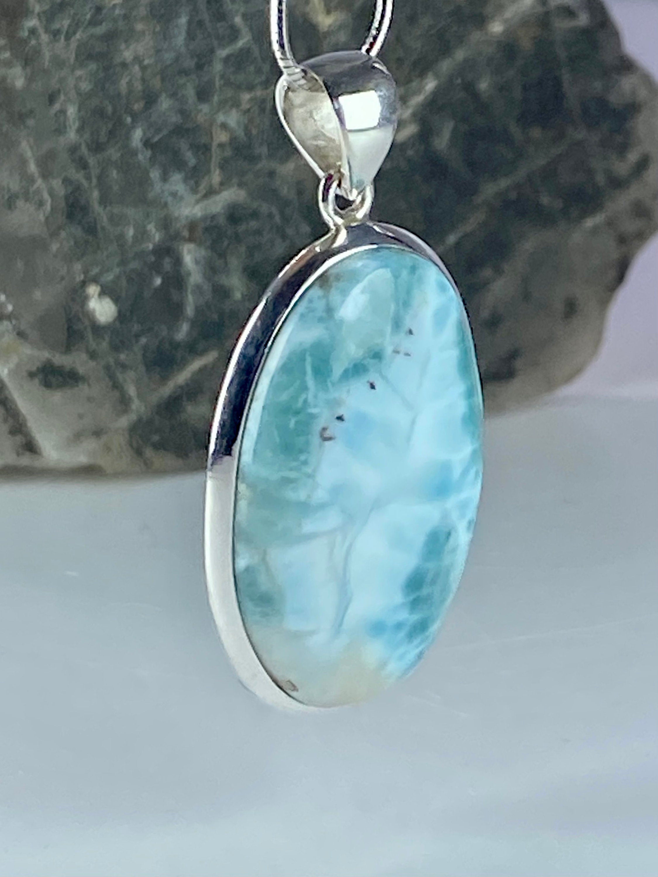 Dominican Larimar and Silver Pendant (M0523)