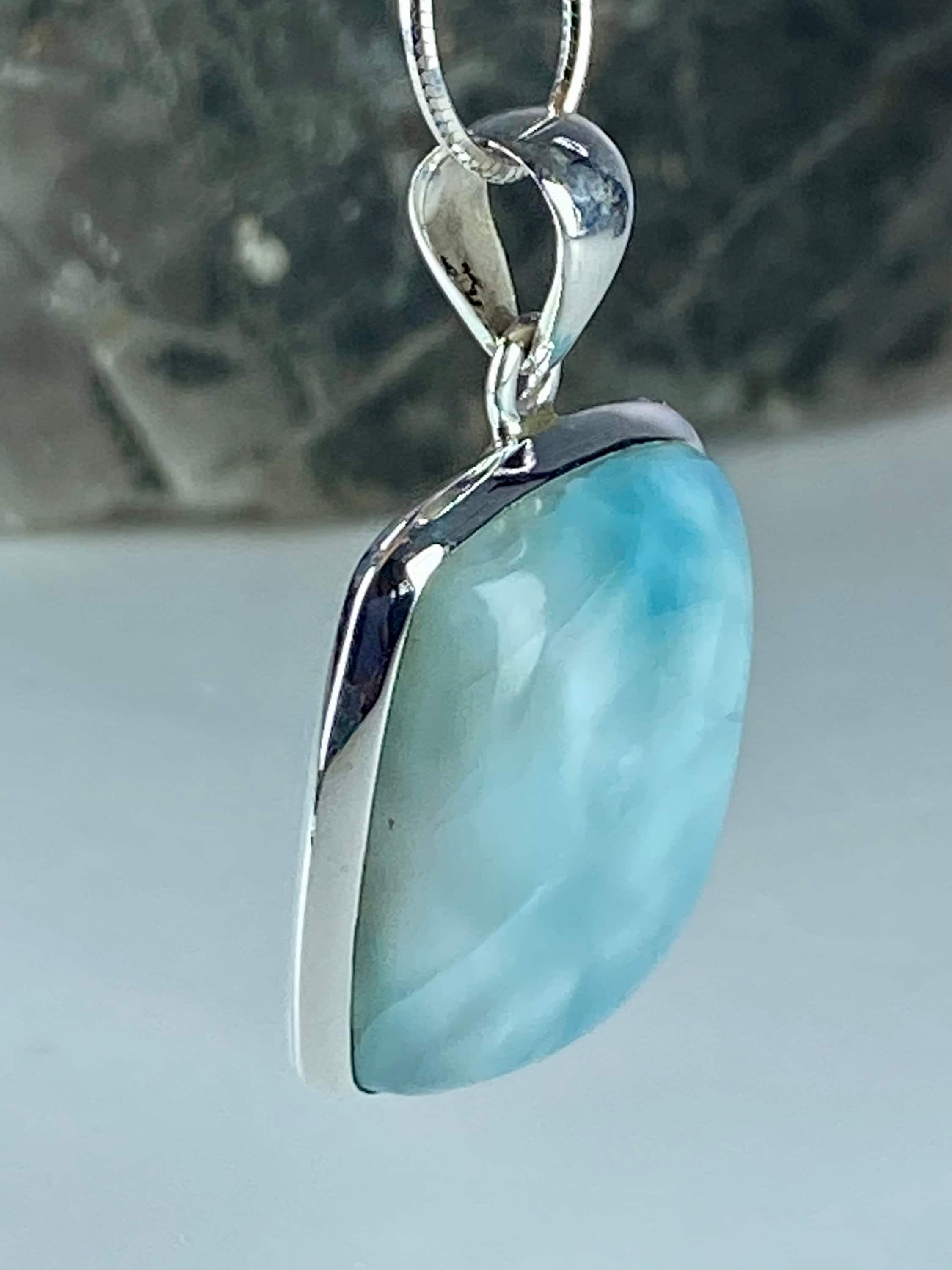 Dominican Larimar and Silver Pendant (M0523)