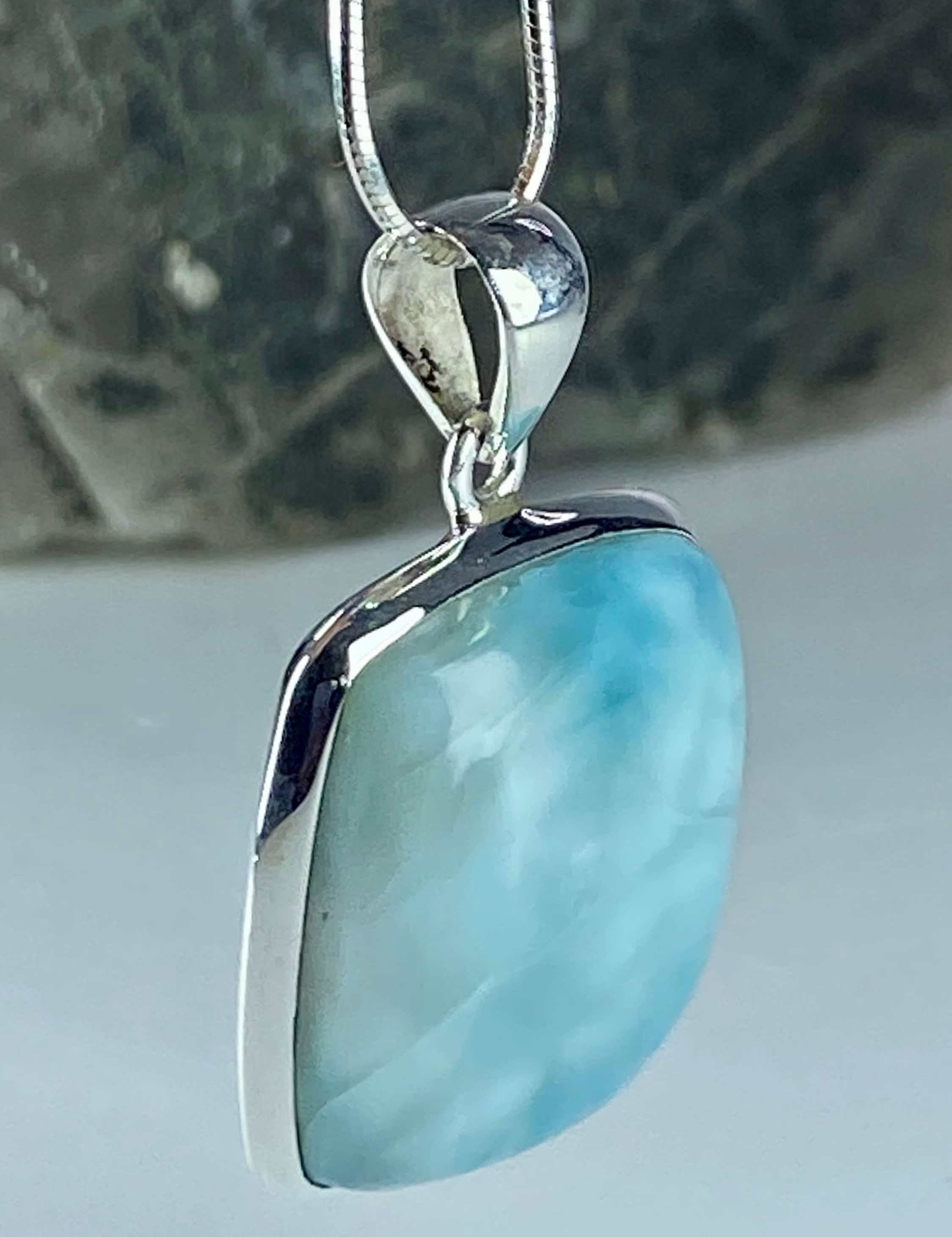 Dominican Larimar and Silver Pendant (M0523)