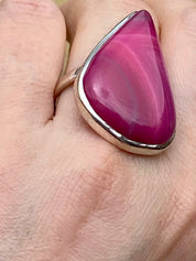 Pink Botswana Agate and Silver Ring Including the Chain (M09)