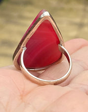 Pink Botswana Agate and Silver Ring Including the Chain (M09)