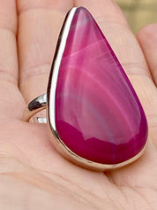 Pink Botswana Agate and Silver Ring Including the Chain (M09)