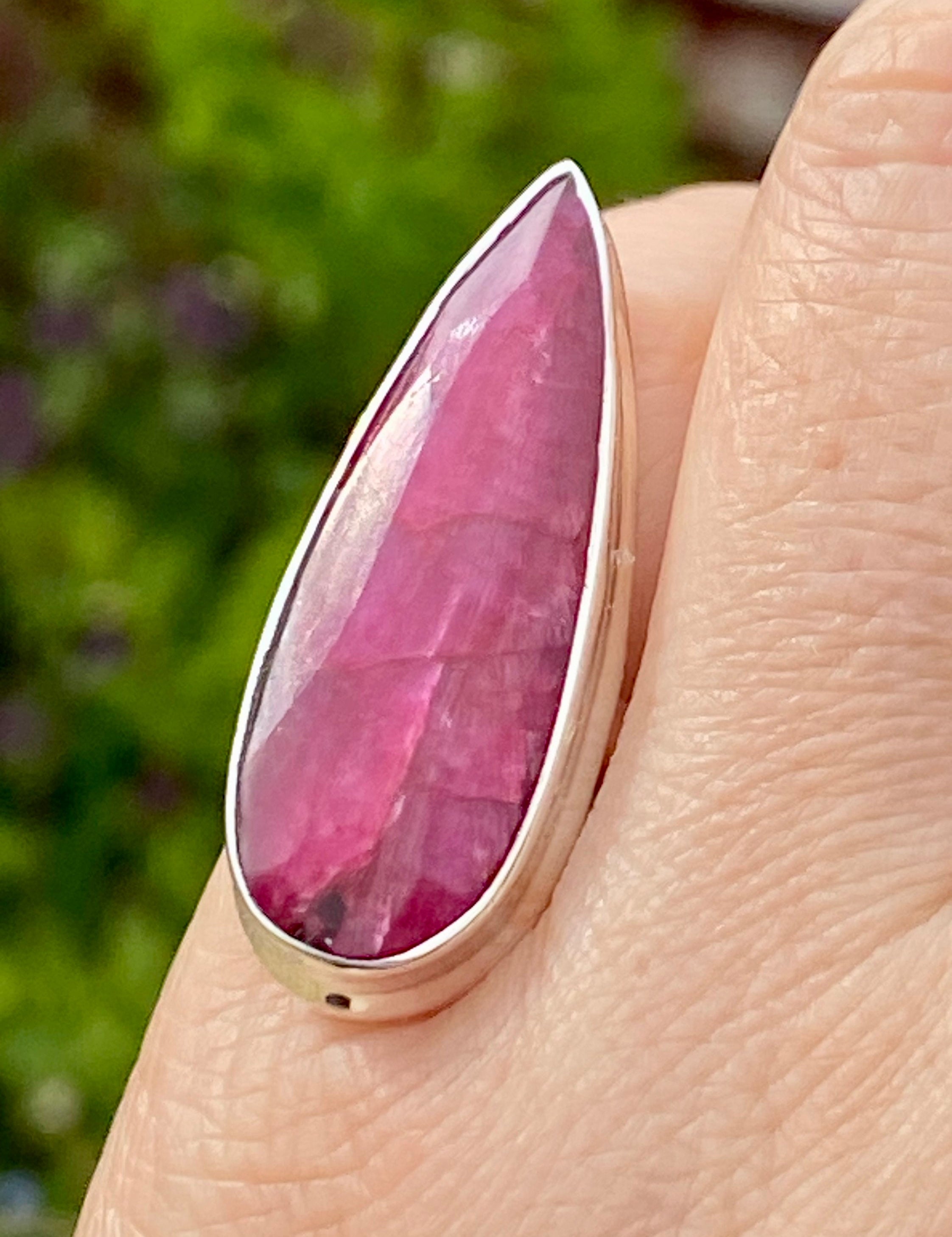 Raw Ruby and Silver Ring (M05)