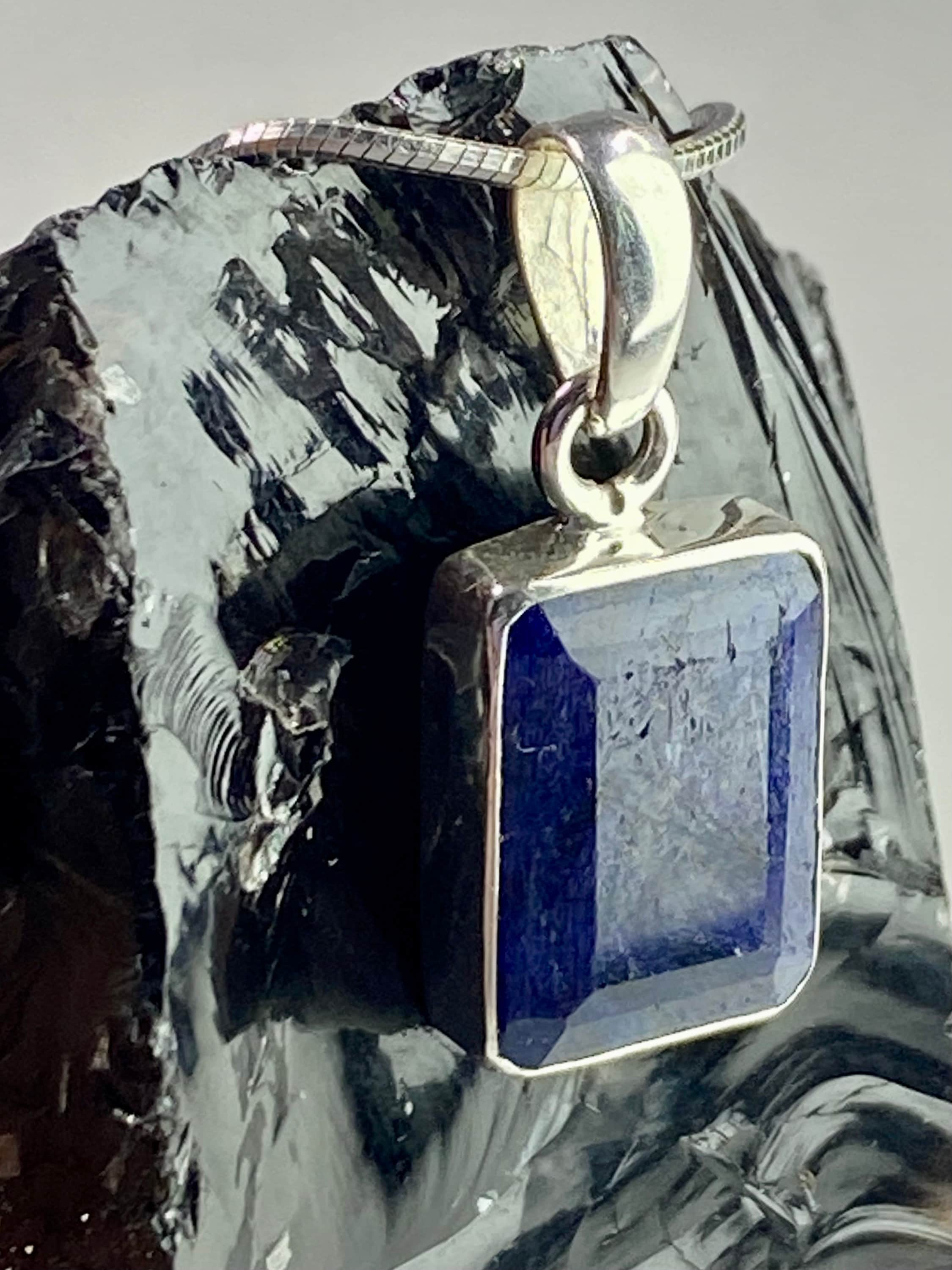 Raw Sapphire and Silver Pendant (YM)