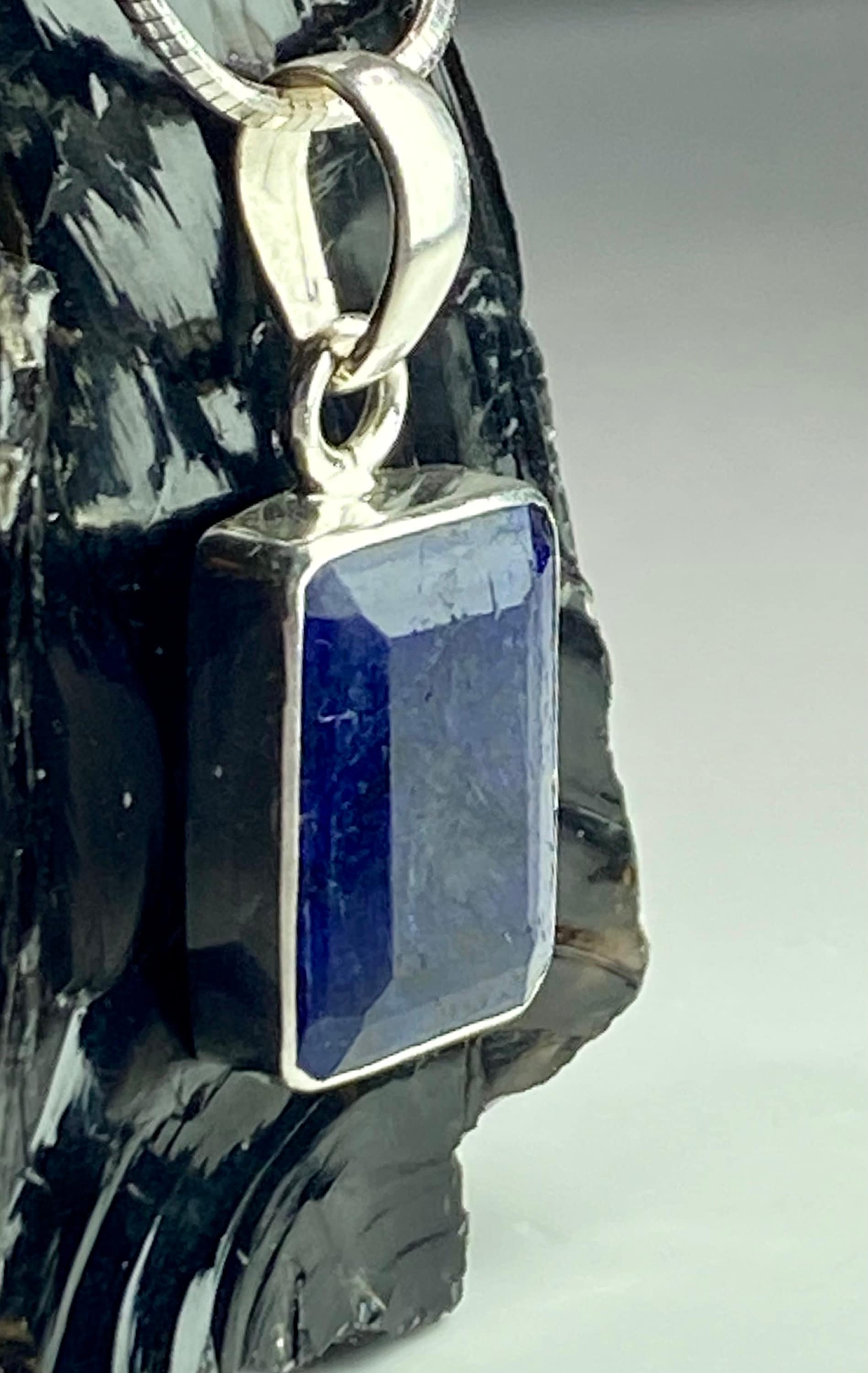 Raw Sapphire and Silver Pendant (YM)