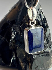 Raw Sapphire and Silver Pendant (YM)