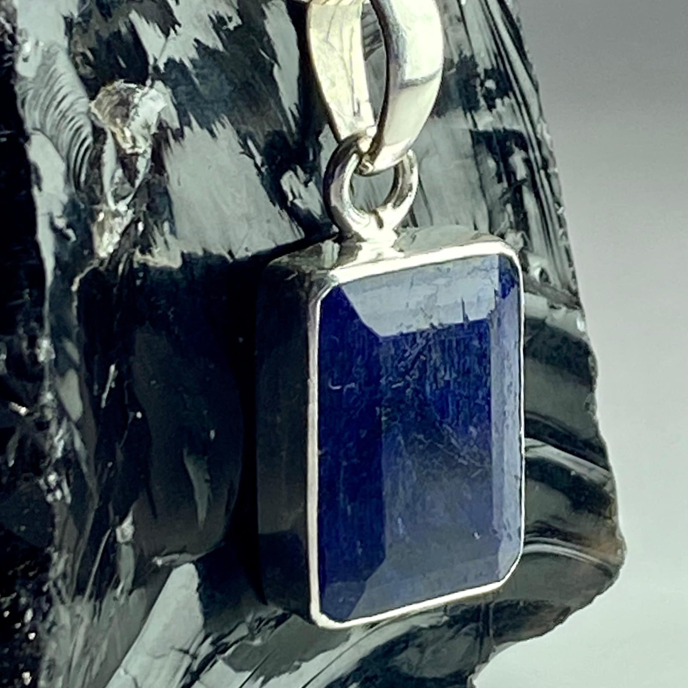 Raw Sapphire and Silver Pendant (YM)