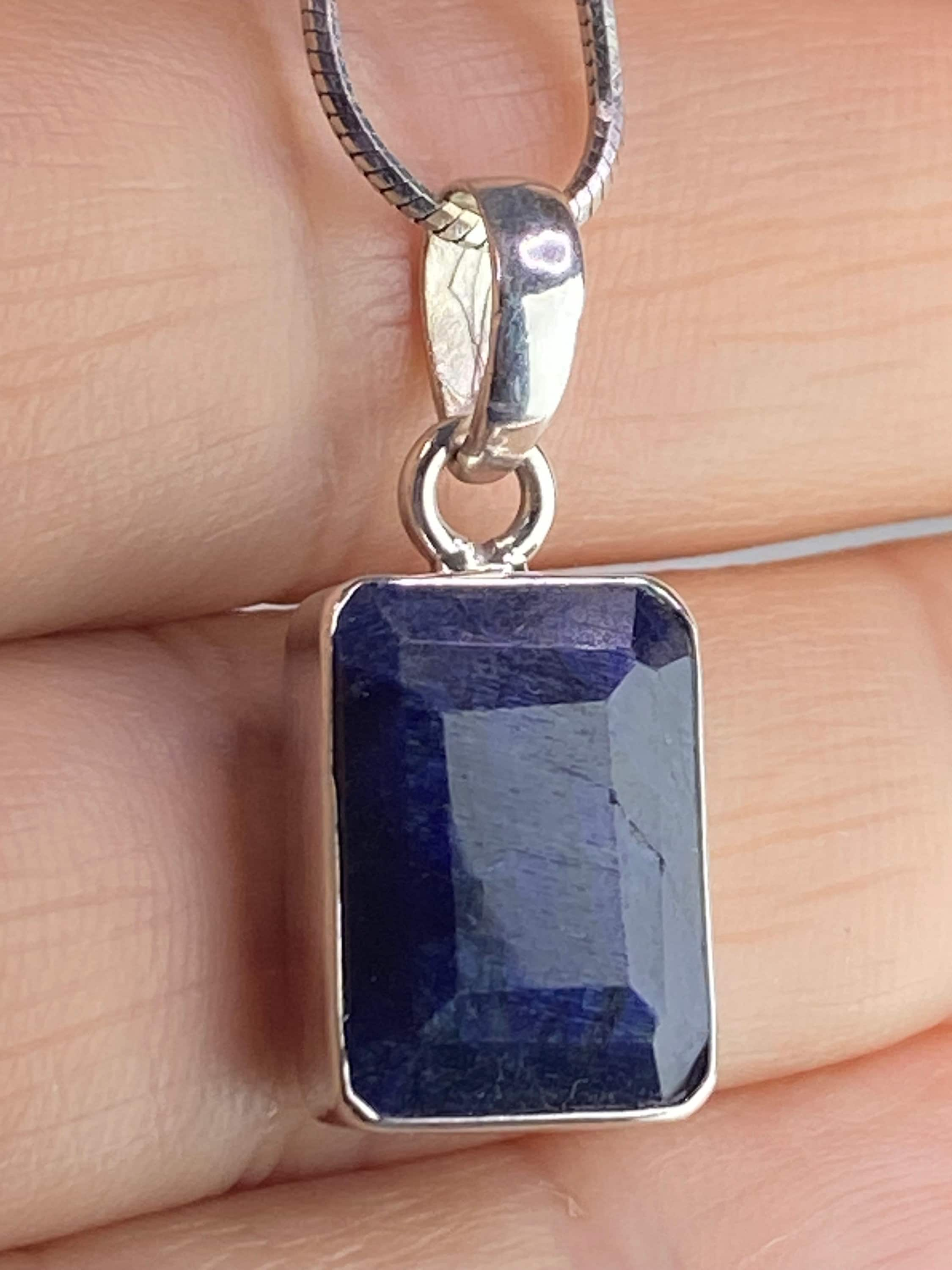 Raw Sapphire and Silver Pendant (YM)