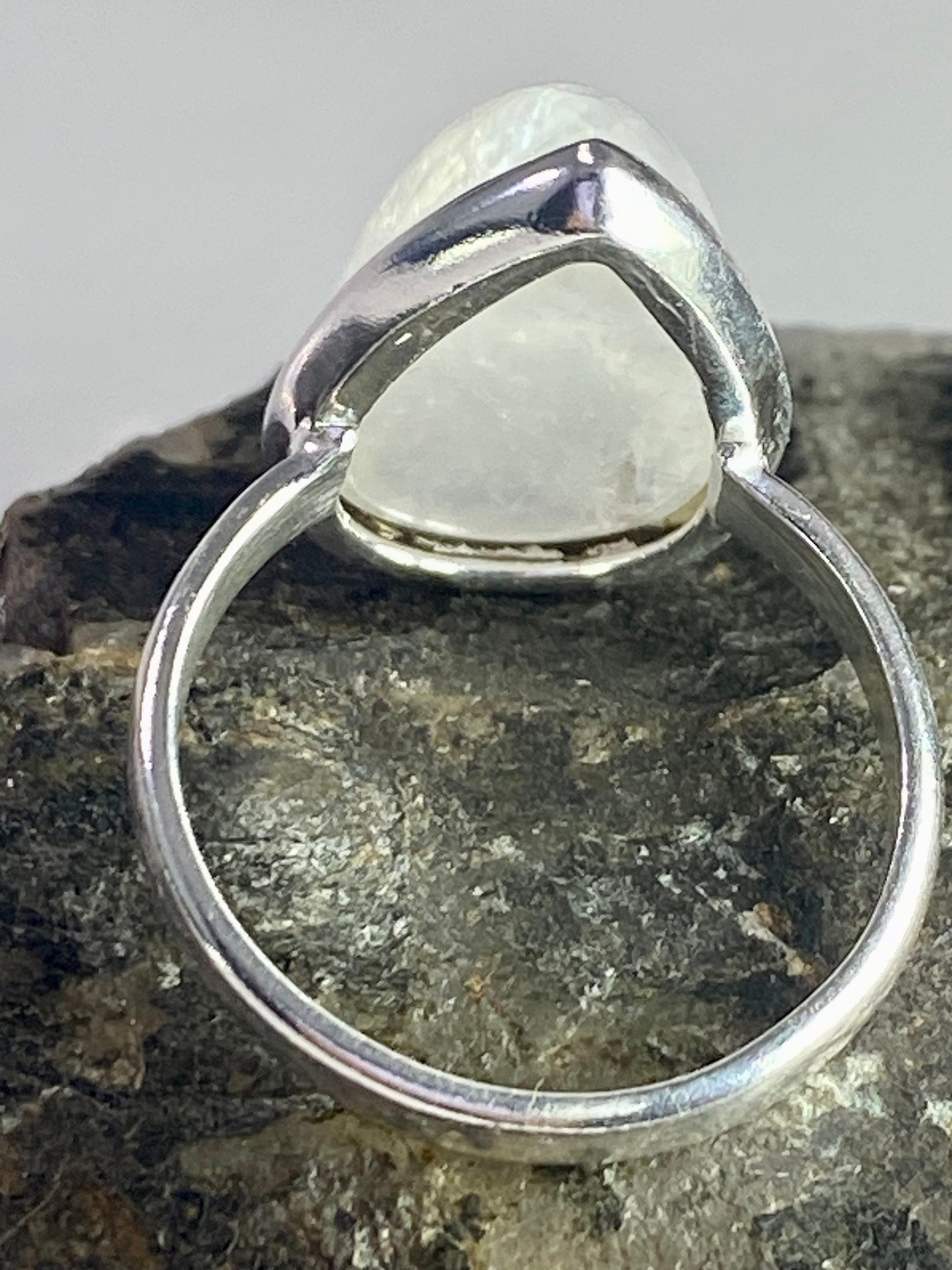 Blue Fire Moonstone and Sterling Silver Ring (M0523)