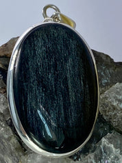 Black Obsidian and Silver Pendant (M0523)