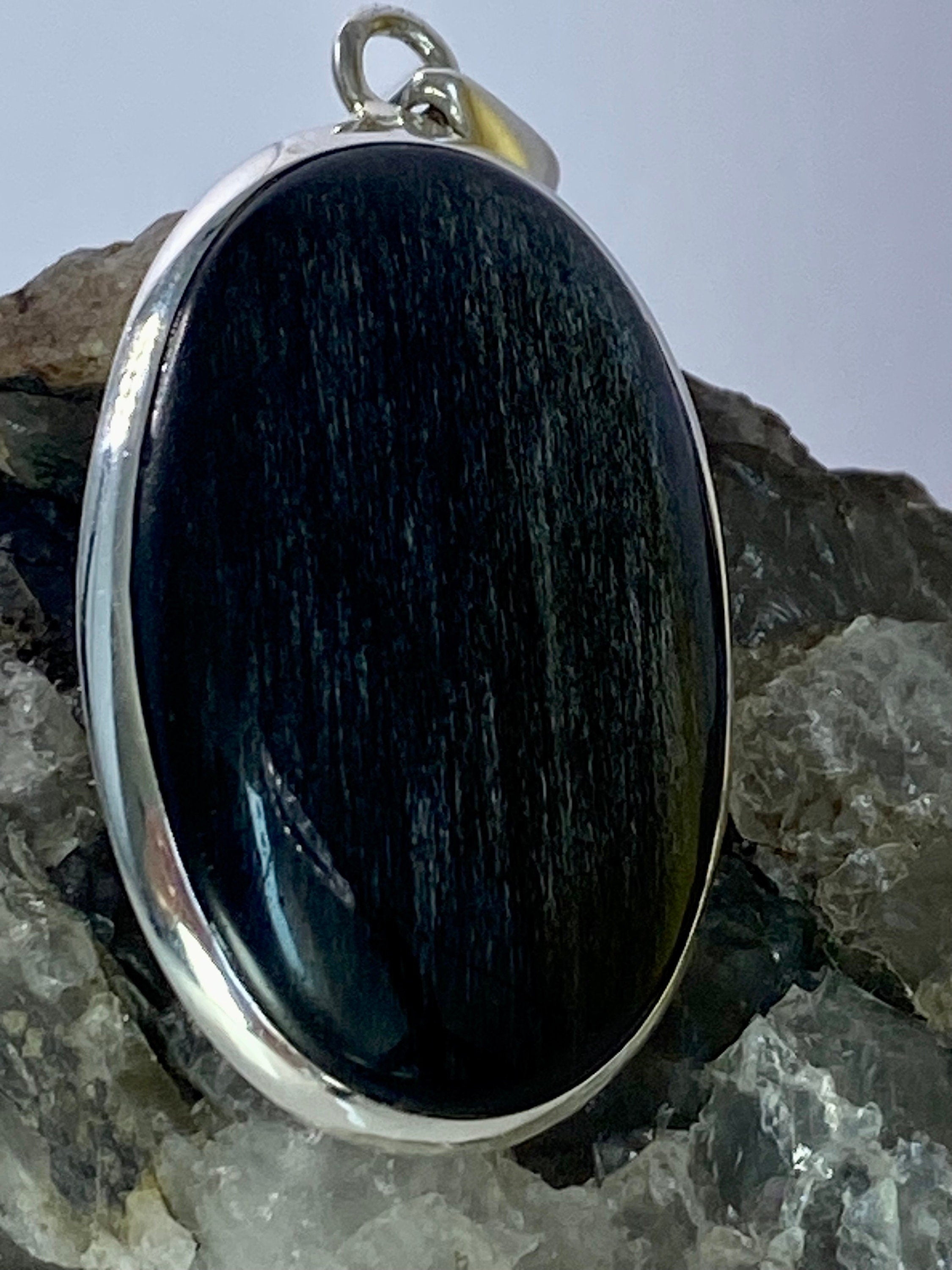 Black Obsidian and Silver Pendant (M0523)