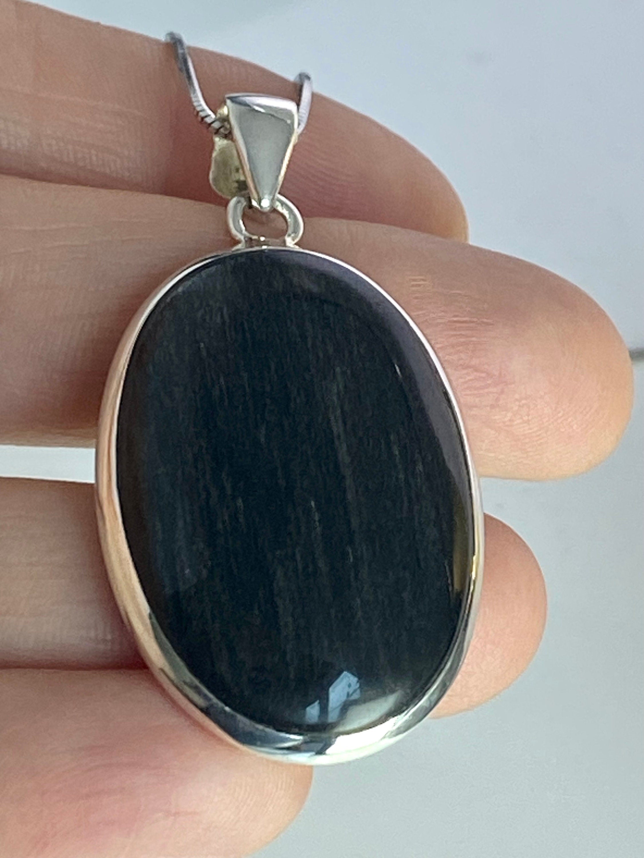 Black Obsidian and Silver Pendant (M0523)