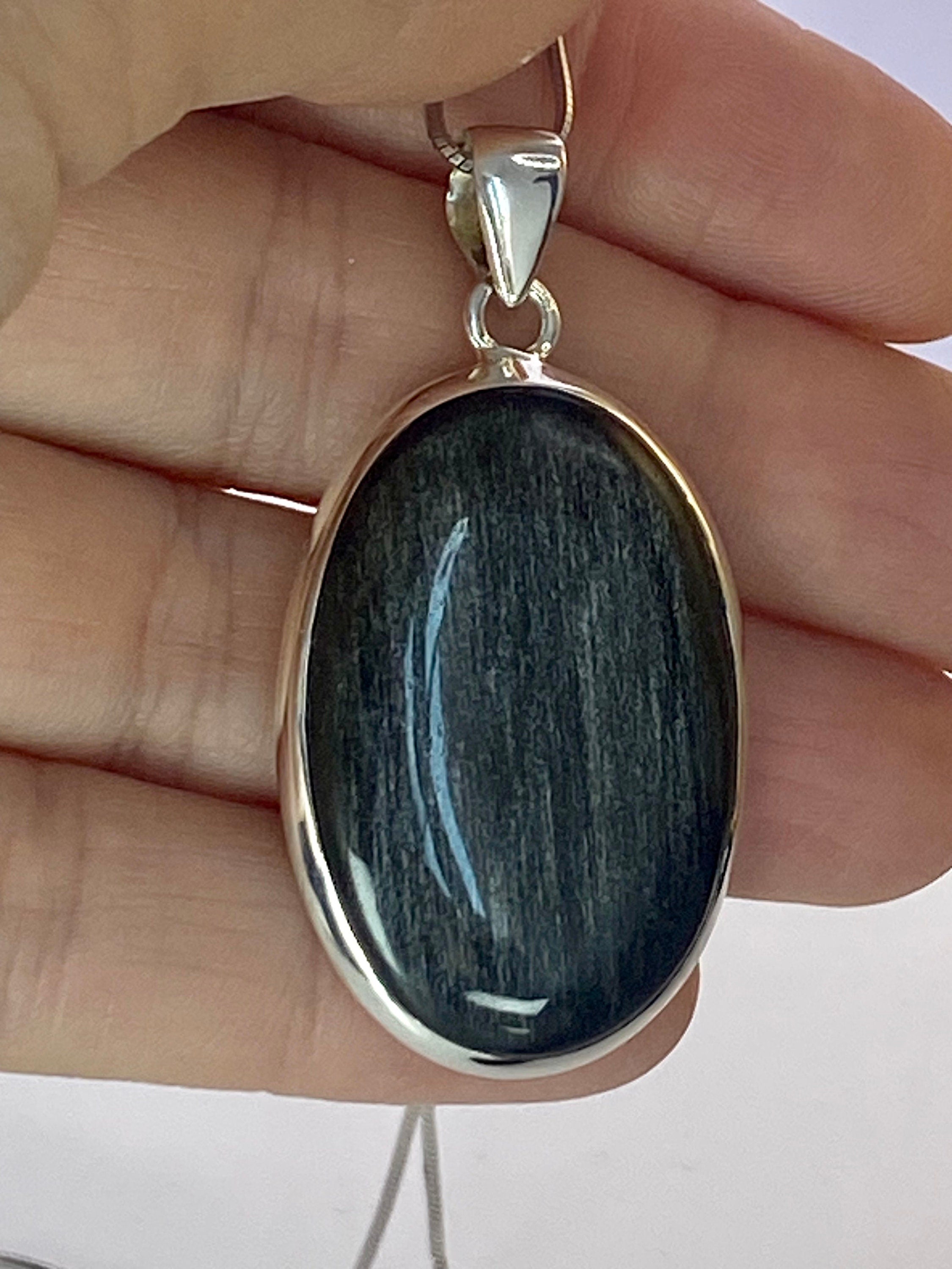 Black Obsidian and Silver Pendant (M0523)